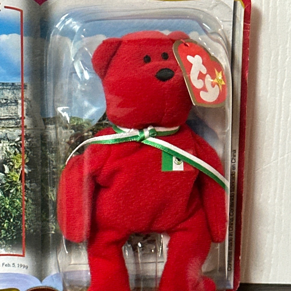 Ty McDonald's Teenie Beanie Babies 2000 Osito the Bear Mexico Red Plush Sealed - Picture 2 of 3